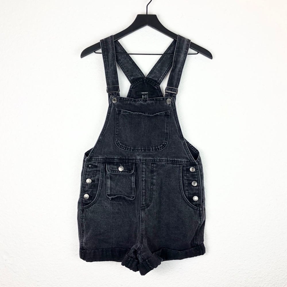 Forever 21 Denim Overall Jeans Black Shorts